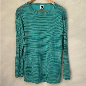 Vintage M Missoni striped long sleeve shirt, IT 42/US 6 turquoise silk